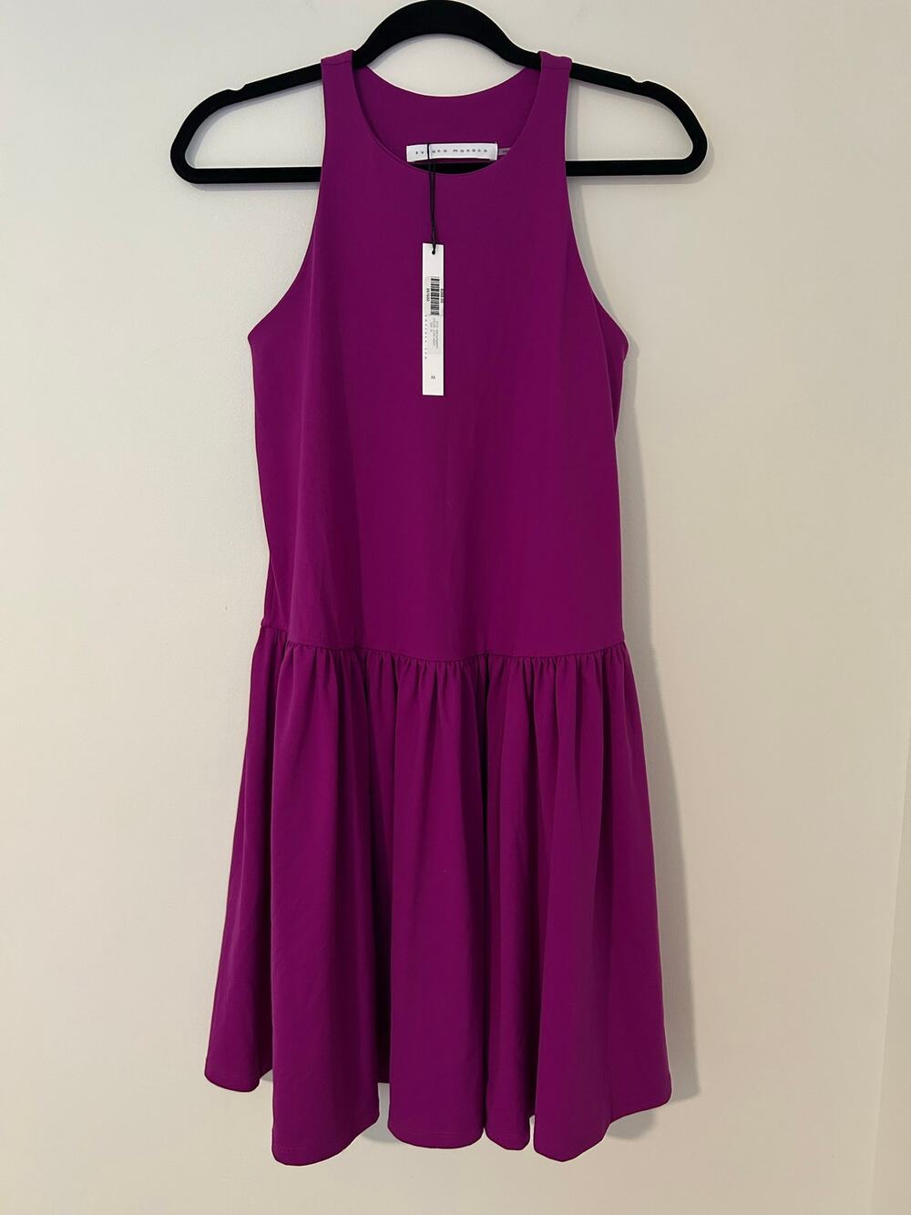 NWT Susana Monaco Racer A-Line Gathered Dress Ultra Violet Purple Drop Waist M